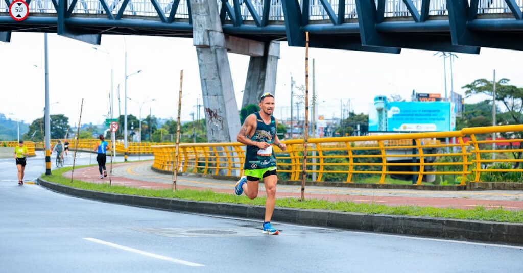 pexels photo 34277463 34277463 Man running in an urban marathon, showcasing athletic endurance and cityscape.